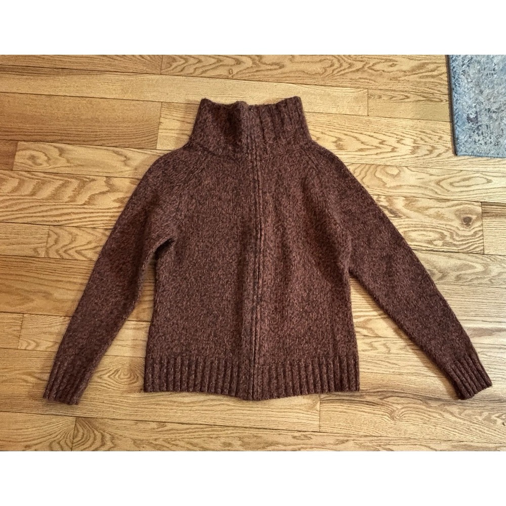 Pendleton Jacket Full Zip WOOL Blend sweater Ribbed Brown Heathered Womens SZ L